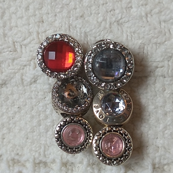 6 Beads Rhinestones Vintage for your bracelet pink, red & clear - Picture 2 of 5